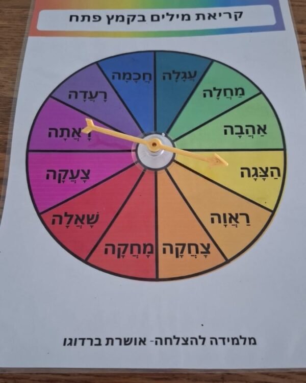 גלגל לתרגול מילים 3 צליליות בקמץ פתח