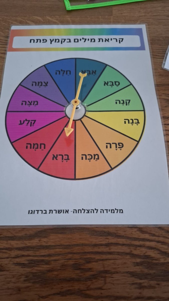 גלגל לתרגול קריאת מילים 2 צלילים בקמץ פתח