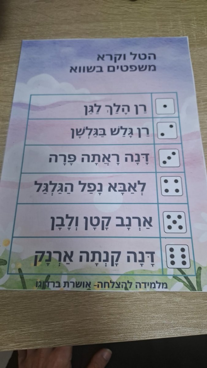 הטל וקרא משפטים בשווא